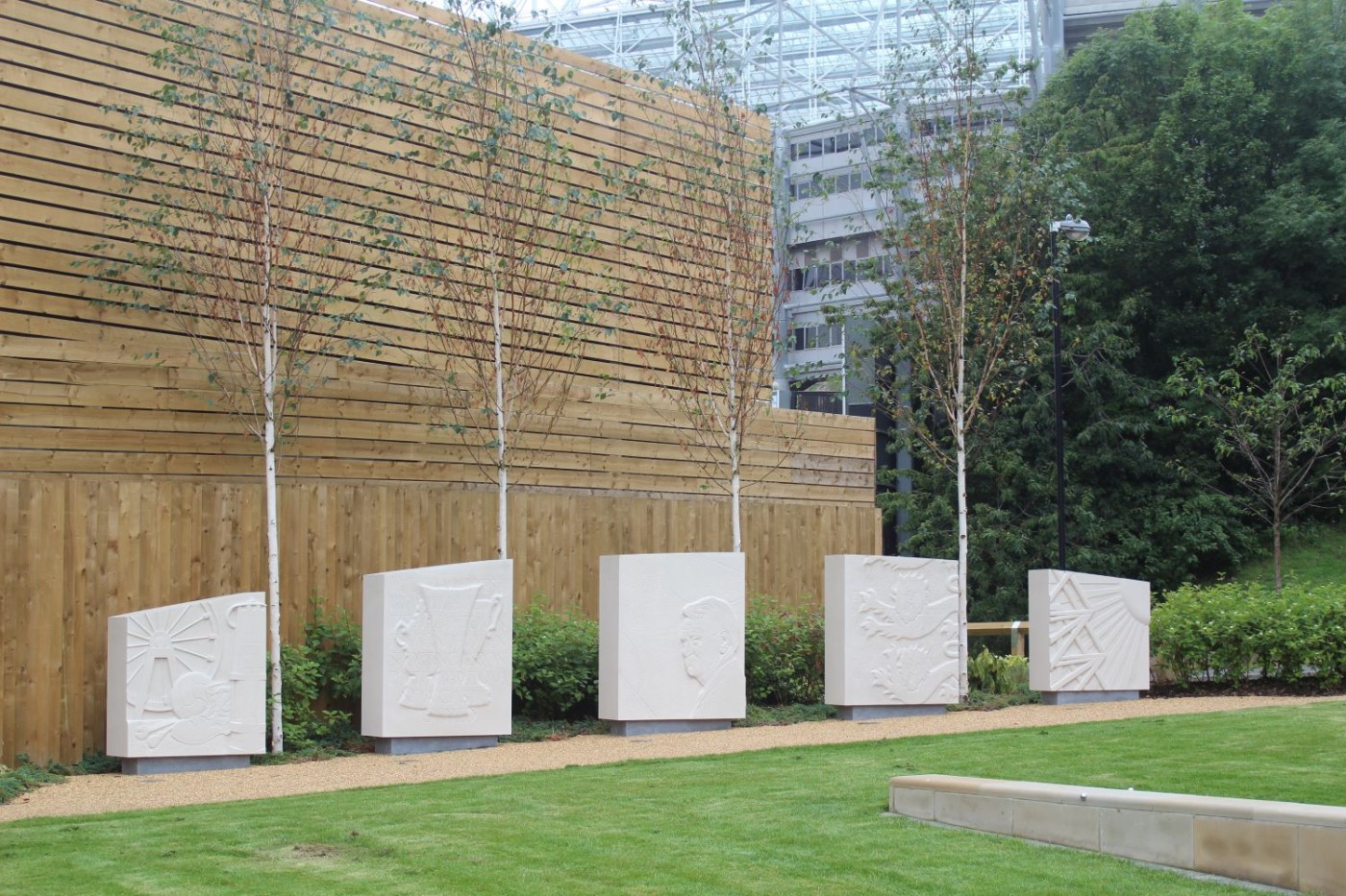 The sculptures at the Sir Bobby Robson Memorial Garden